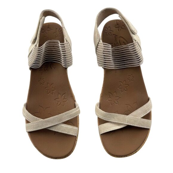 Skechers Cali Womens Wedge Sandals Size 8.5 Beige Textile Upper Luxe Foam - Picture 3 of 8